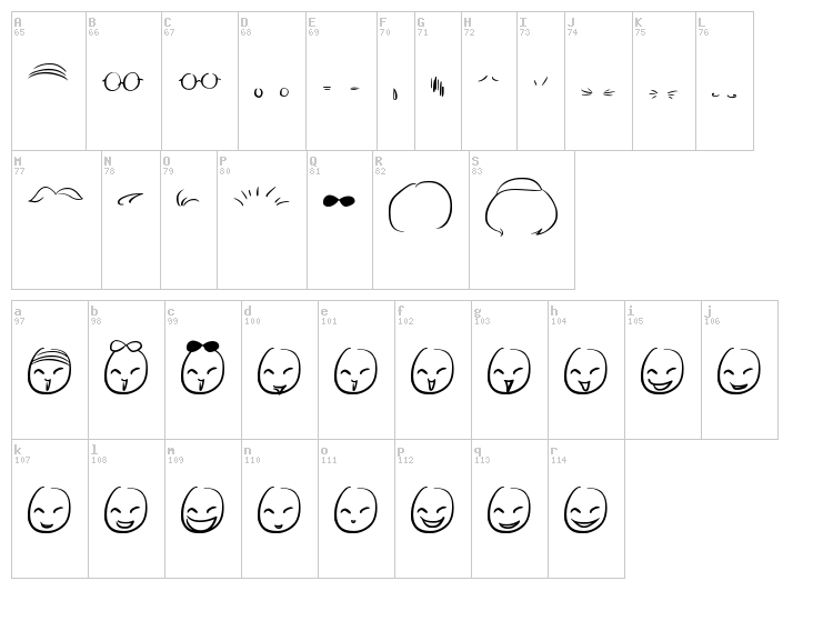 Mini Smile font map